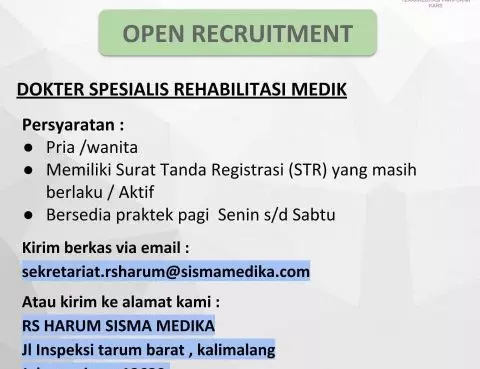 Lowongan Spesialis Rehabilitasi Medik