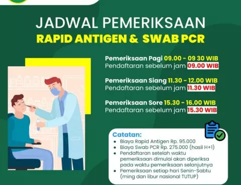 Jadwal Pemeriksaan Rapid Test Antigen dan Swab PCR